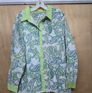 Green Paisley Button-Up Shirt